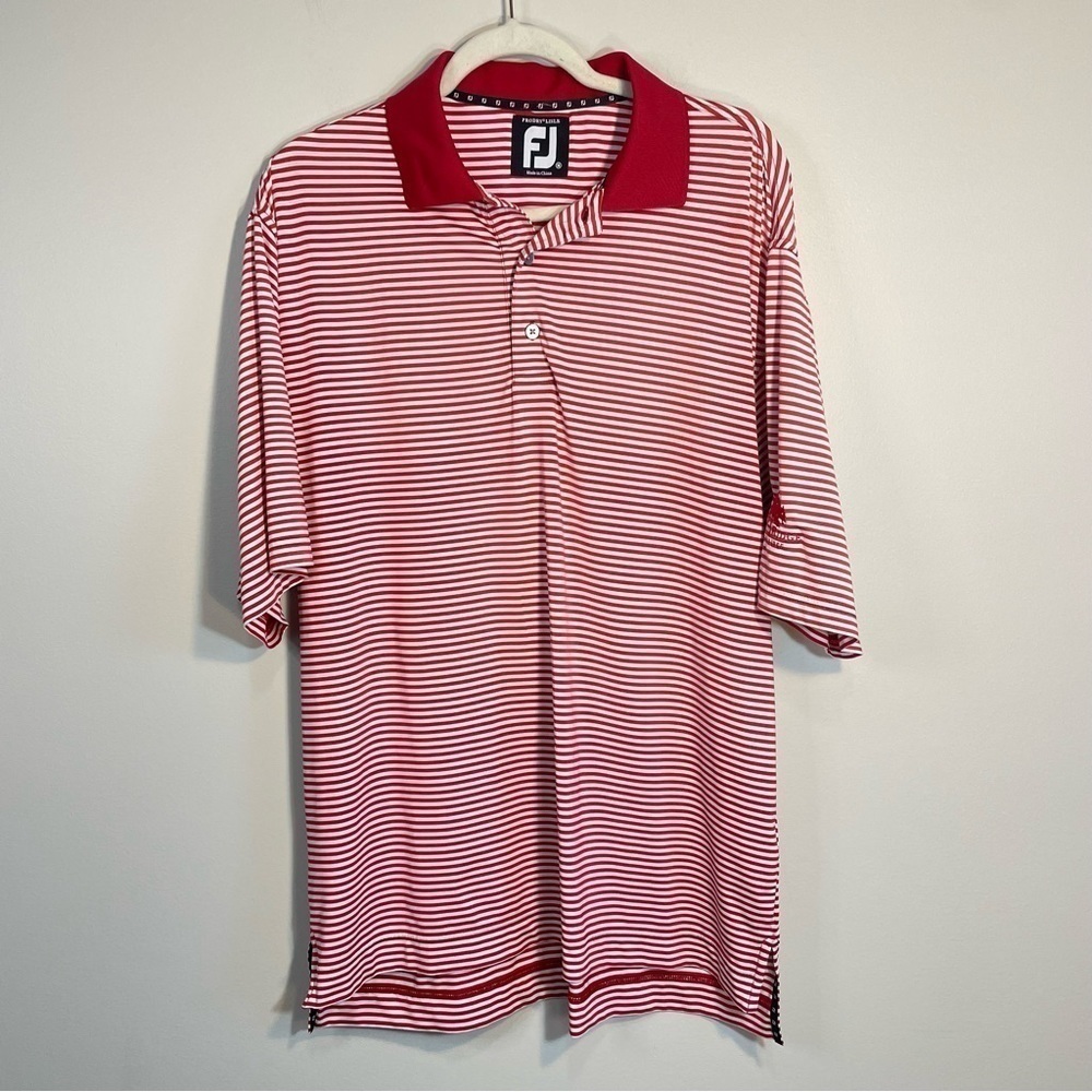 FootJoy ProDry Lisle Red White Striped Short Sleeve Polo Shirt Size Mens Medium
